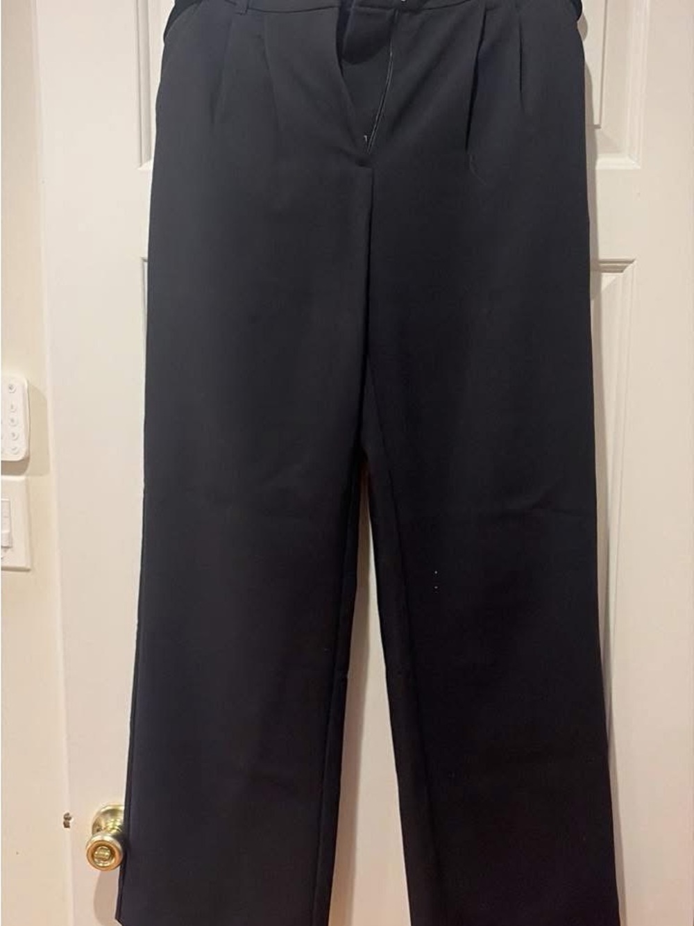 Abercrombie & Fitch Black Wide-Leg Pleated Trousers 6L